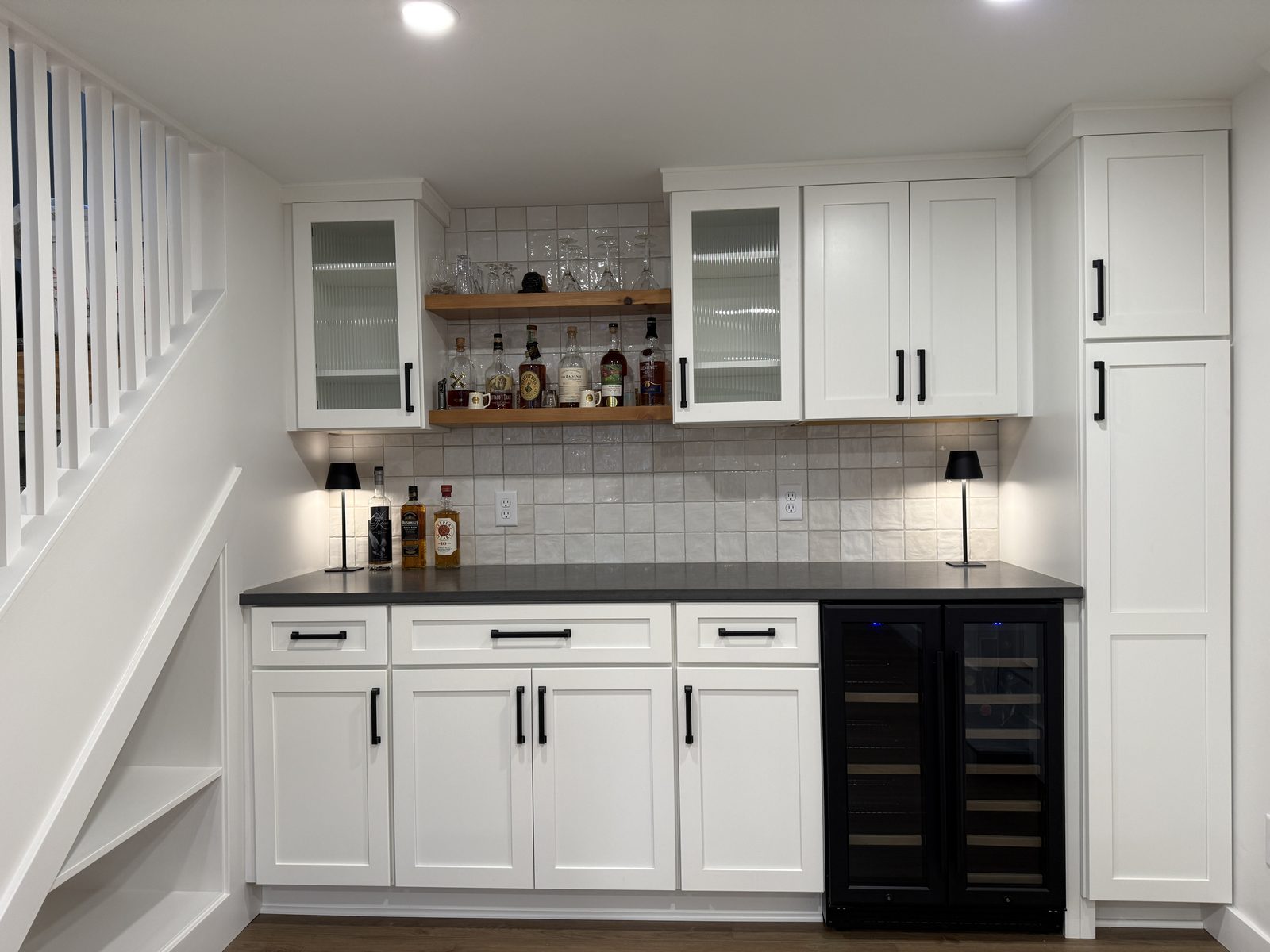 Walnut kitchen with custom inset cabinetry on Lake Minnetonka
